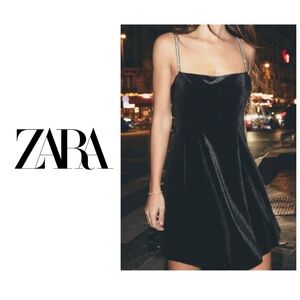 NEW! ZARA velour rhinestone mini dress✨